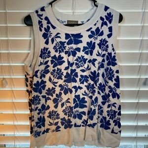 Style & Co. White and Blue Floral Tank Top